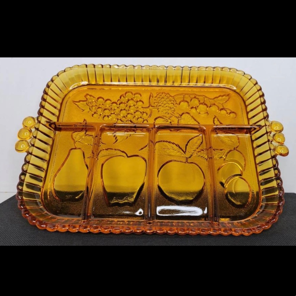 Vintage Indiana Amber Glass Serving Tray